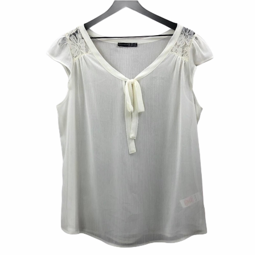ATMOSPHERE Blouse Lace Detail Tie-Neck